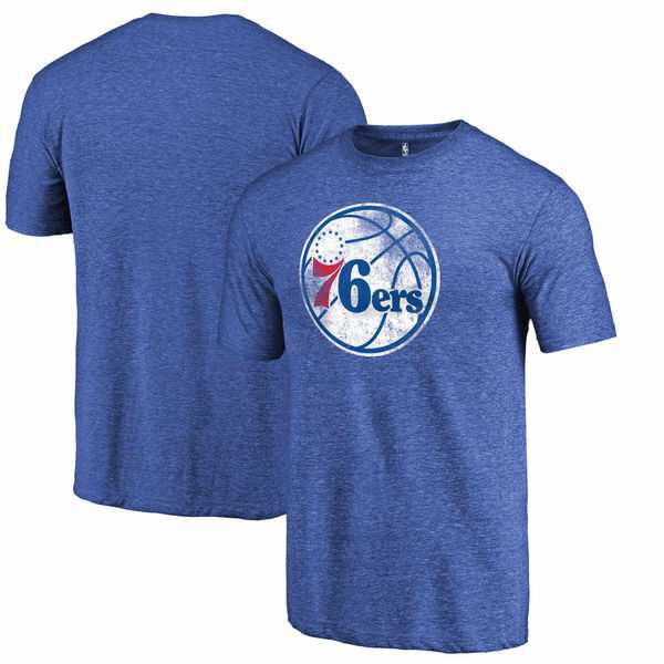 Philadelphia 76ers Heather Royal Distressed Team Logo Fanatics Branded Tri-Blend T-Shirt,We sell and wholesale Philadelphia 76ers Heather Royal Distressed Team Logo Fanatics Branded Tri-Blend T-Shirt on line form chian!